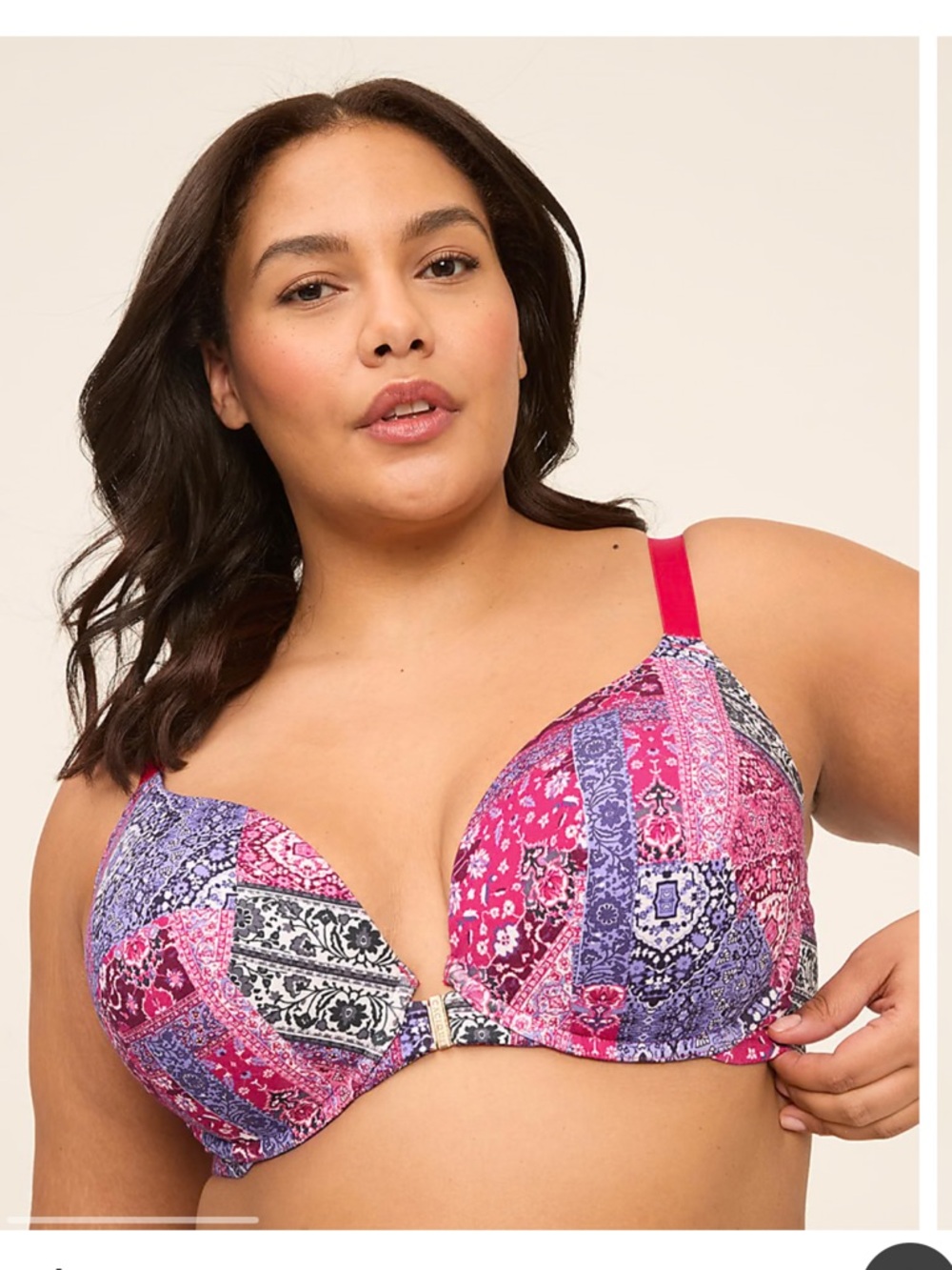 Cacique Lane Bryant Front-Close Cotton Boost Plunge Bra